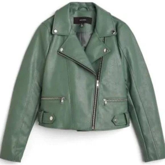 NWT Vero Moda Women’s Nicole Coated Vegan Leather Motorcycle Jacket - Picture 2 of 10